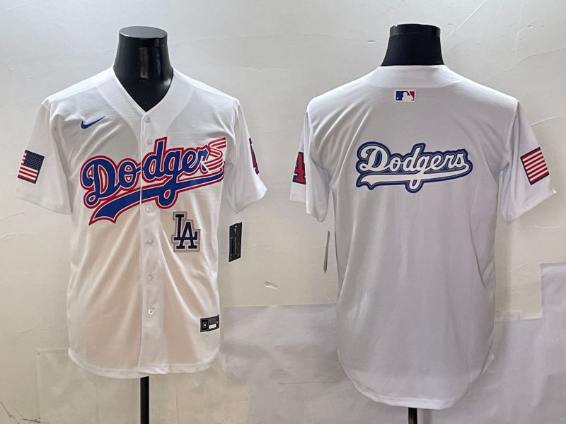 Men Los Angeles Dodgers Blank White national flag second generation joint name Nike 2025 MLB Jersey style 18